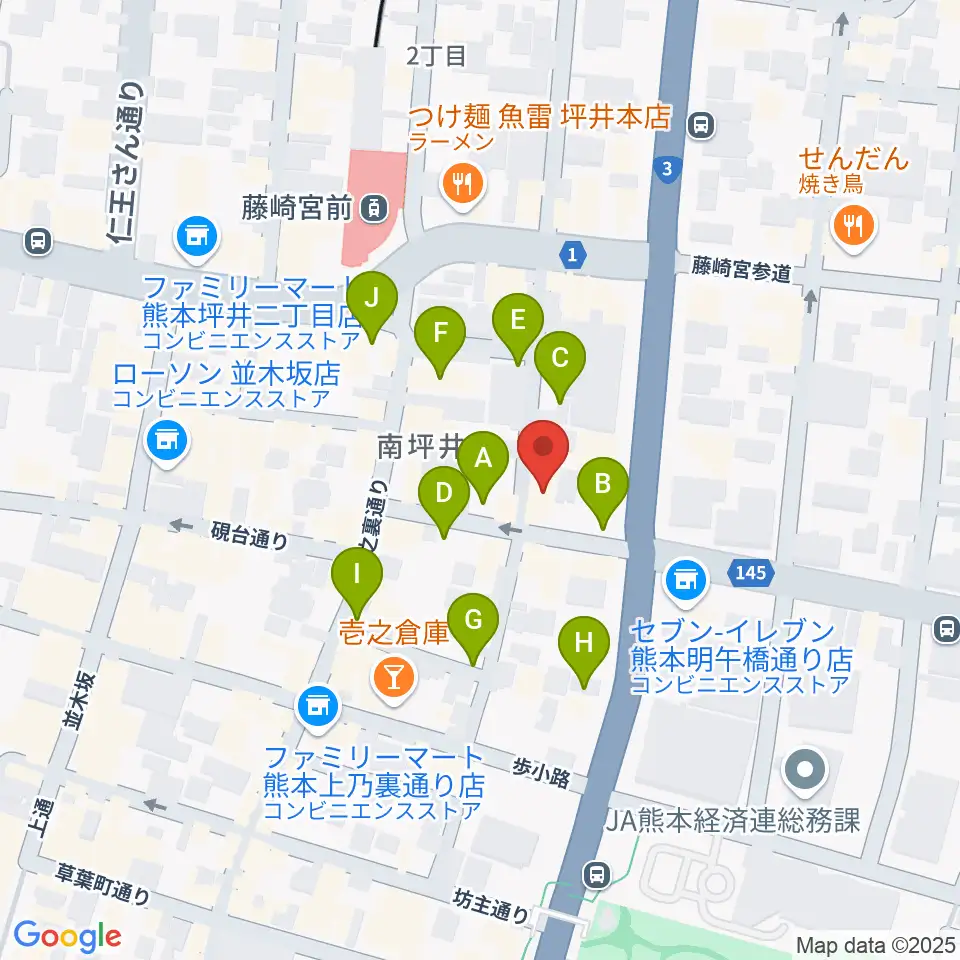 熊本NAVARO周辺の駐車場・コインパーキング一覧地図