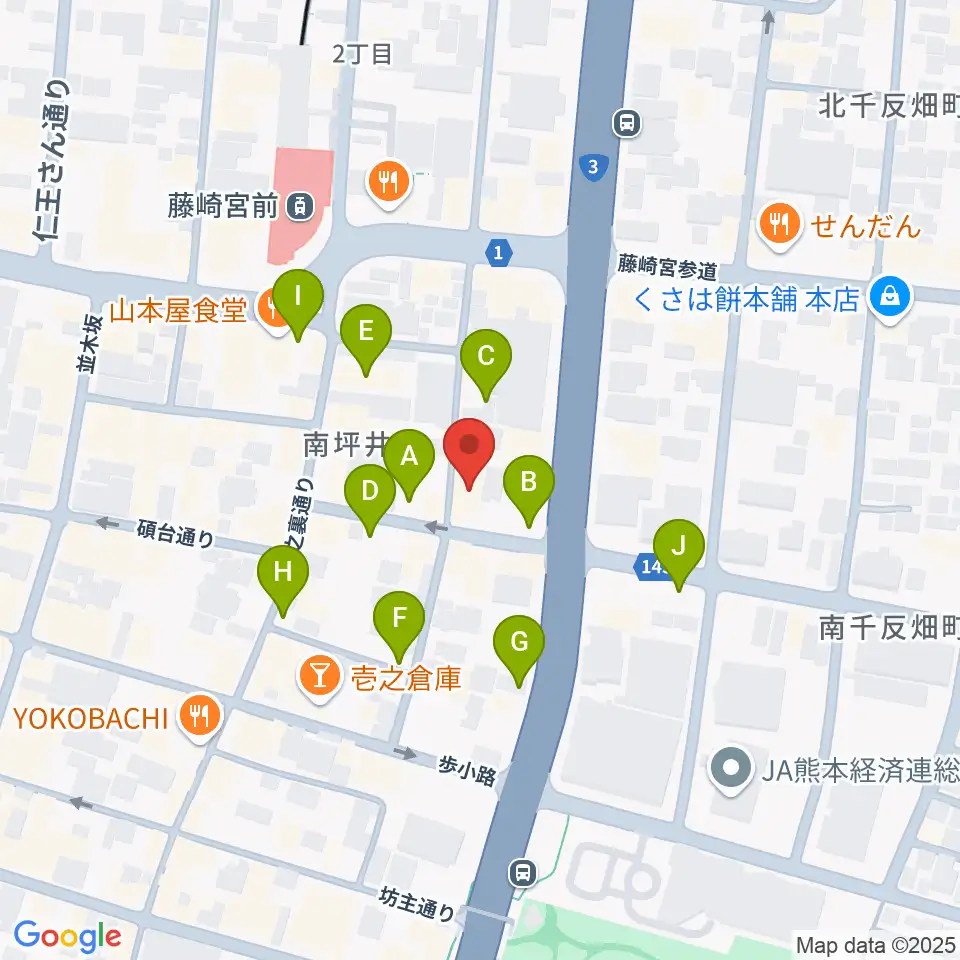 熊本NAVARO周辺の駐車場・コインパーキング一覧地図