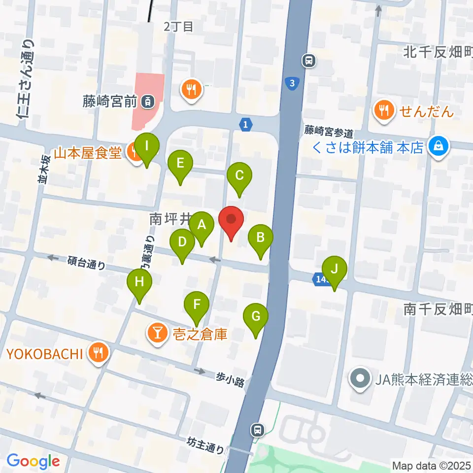 熊本NAVARO周辺の駐車場・コインパーキング一覧地図