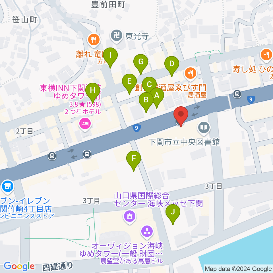 下関市生涯学習プラザ ドリームシップ周辺の駐車場・コインパーキング一覧地図