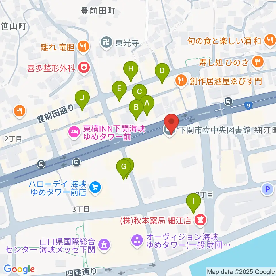 下関市生涯学習プラザ ドリームシップ周辺の駐車場・コインパーキング一覧地図
