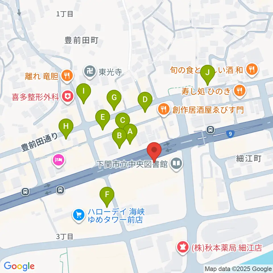 下関市生涯学習プラザ ドリームシップ周辺の駐車場・コインパーキング一覧地図