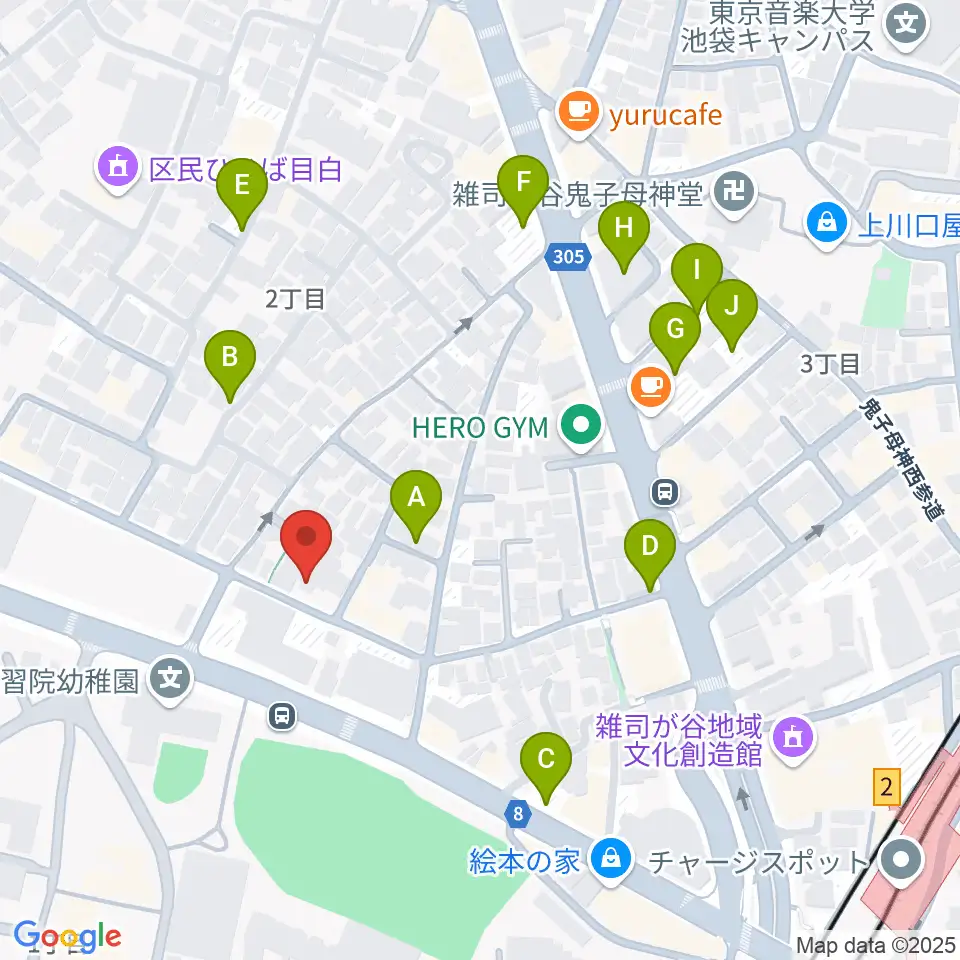 バードランド Birdland Guitars周辺の駐車場・コインパーキング一覧地図