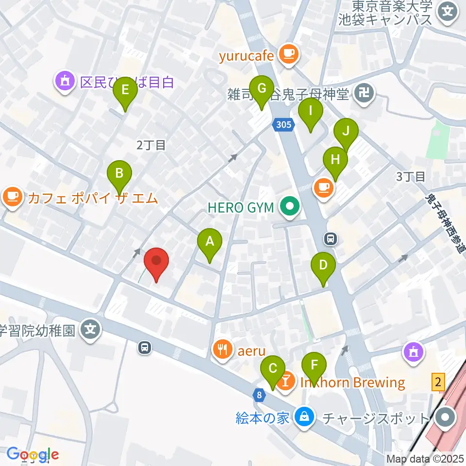 バードランド Birdland Guitars周辺の駐車場・コインパーキング一覧地図