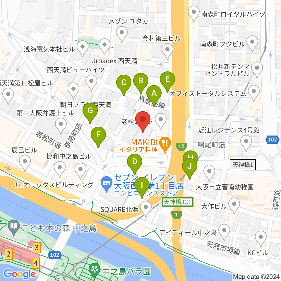 ヒビキミュージックサロン リーヴズ周辺の駐車場・コインパーキング一覧地図