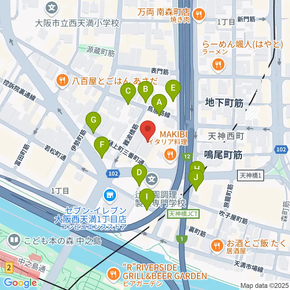 ヒビキミュージックサロン リーヴズ周辺の駐車場・コインパーキング一覧地図