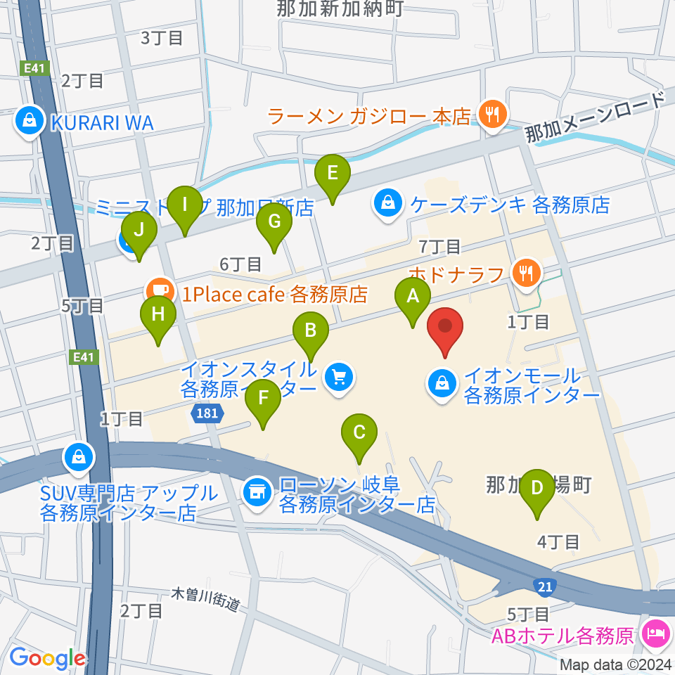 ロッキン岐阜店周辺の駐車場・コインパーキング一覧地図