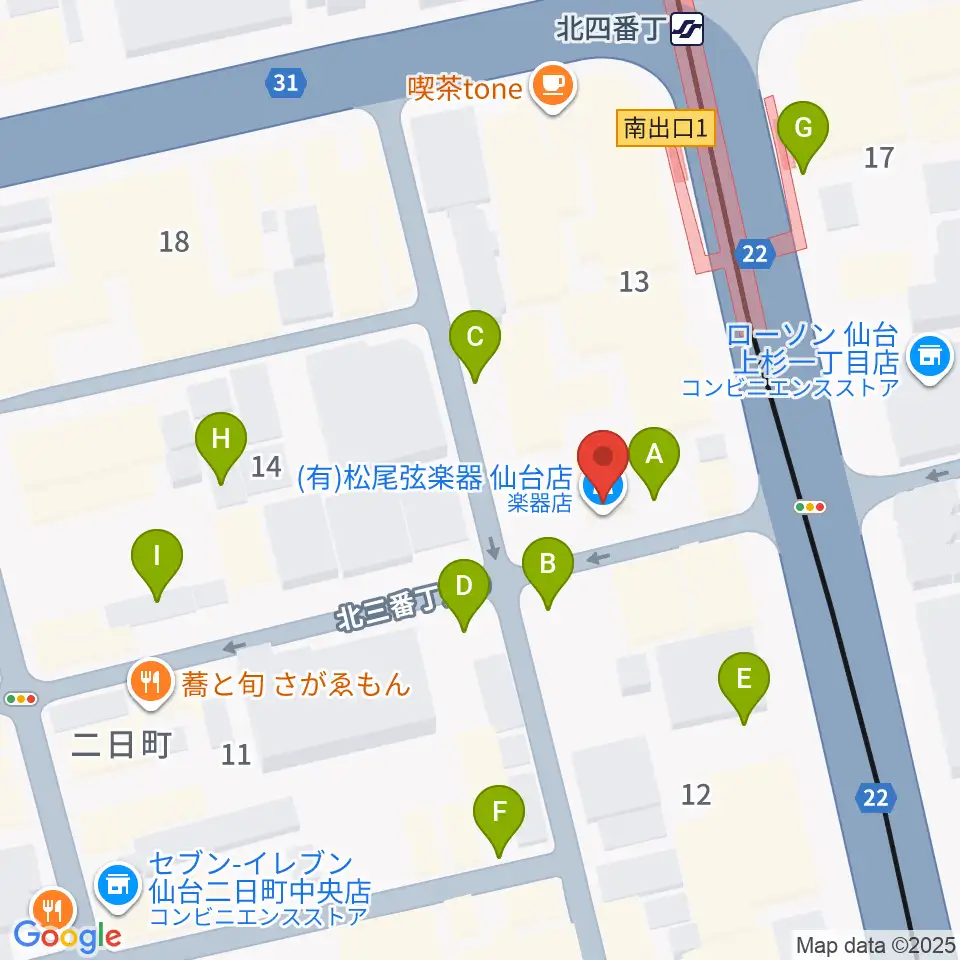 松尾弦楽器 仙台店周辺の駐車場・コインパーキング一覧地図