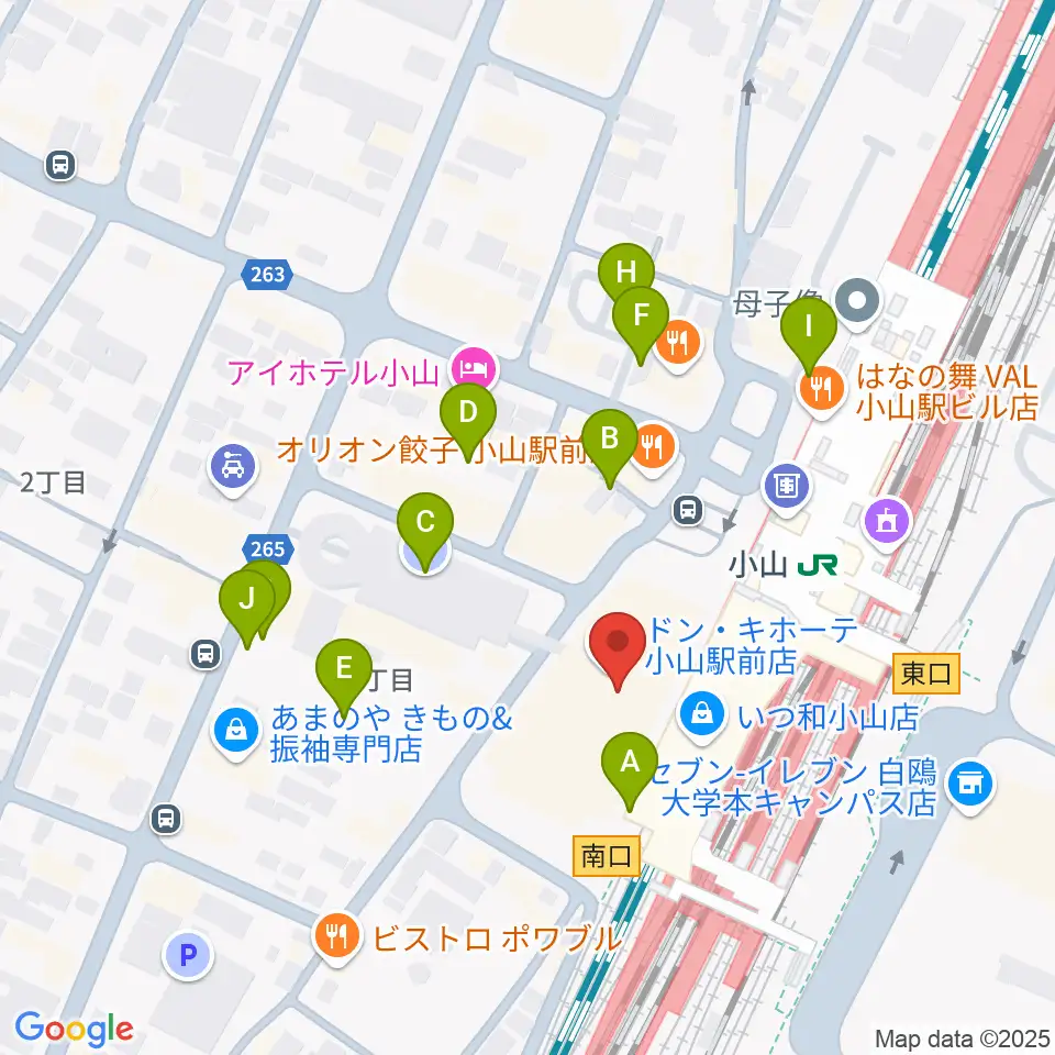 小山市立生涯学習センター周辺の駐車場・コインパーキング一覧地図