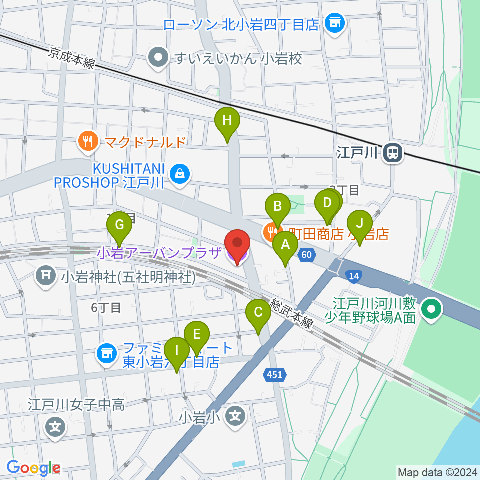 小岩アーバンプラザ周辺の駐車場・コインパーキング一覧地図