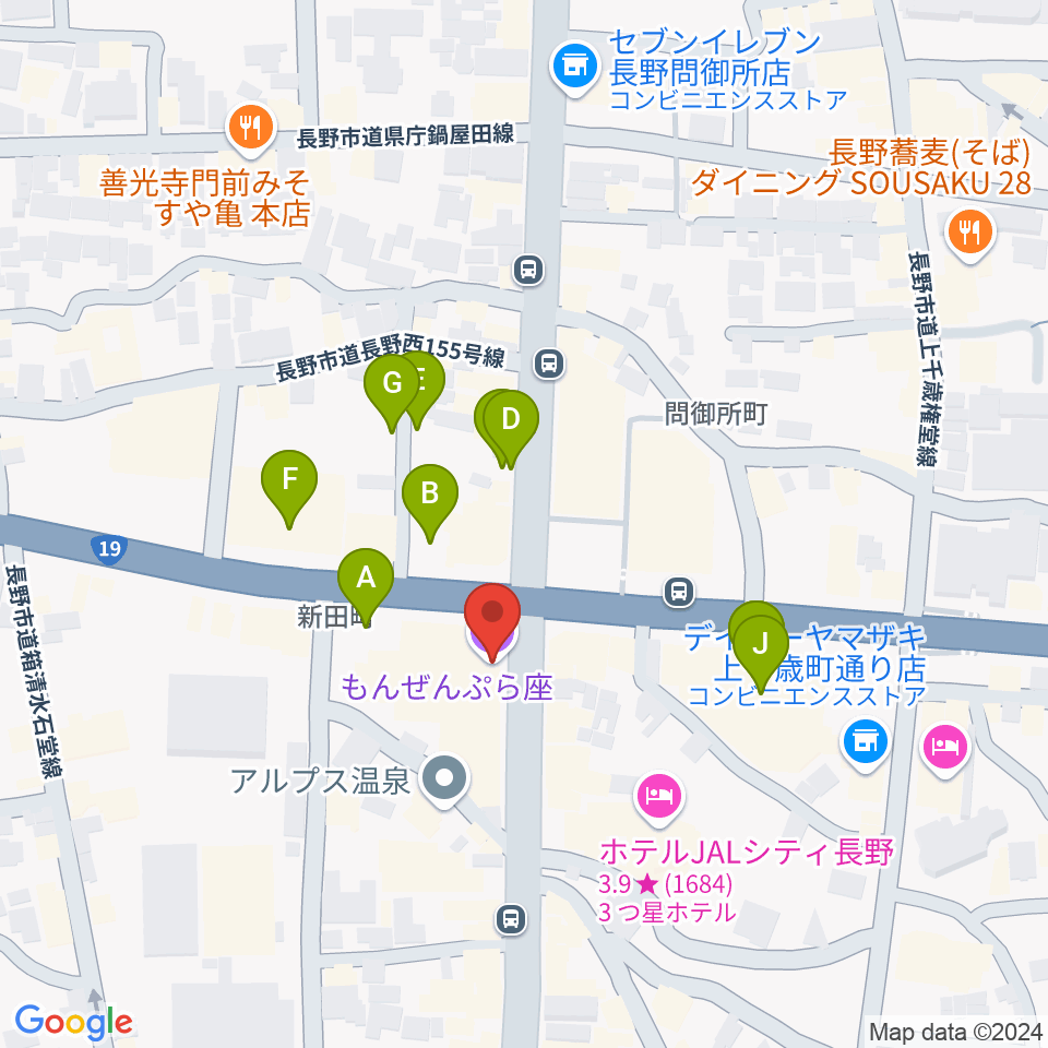 もんぜんぷら座周辺の駐車場・コインパーキング一覧地図