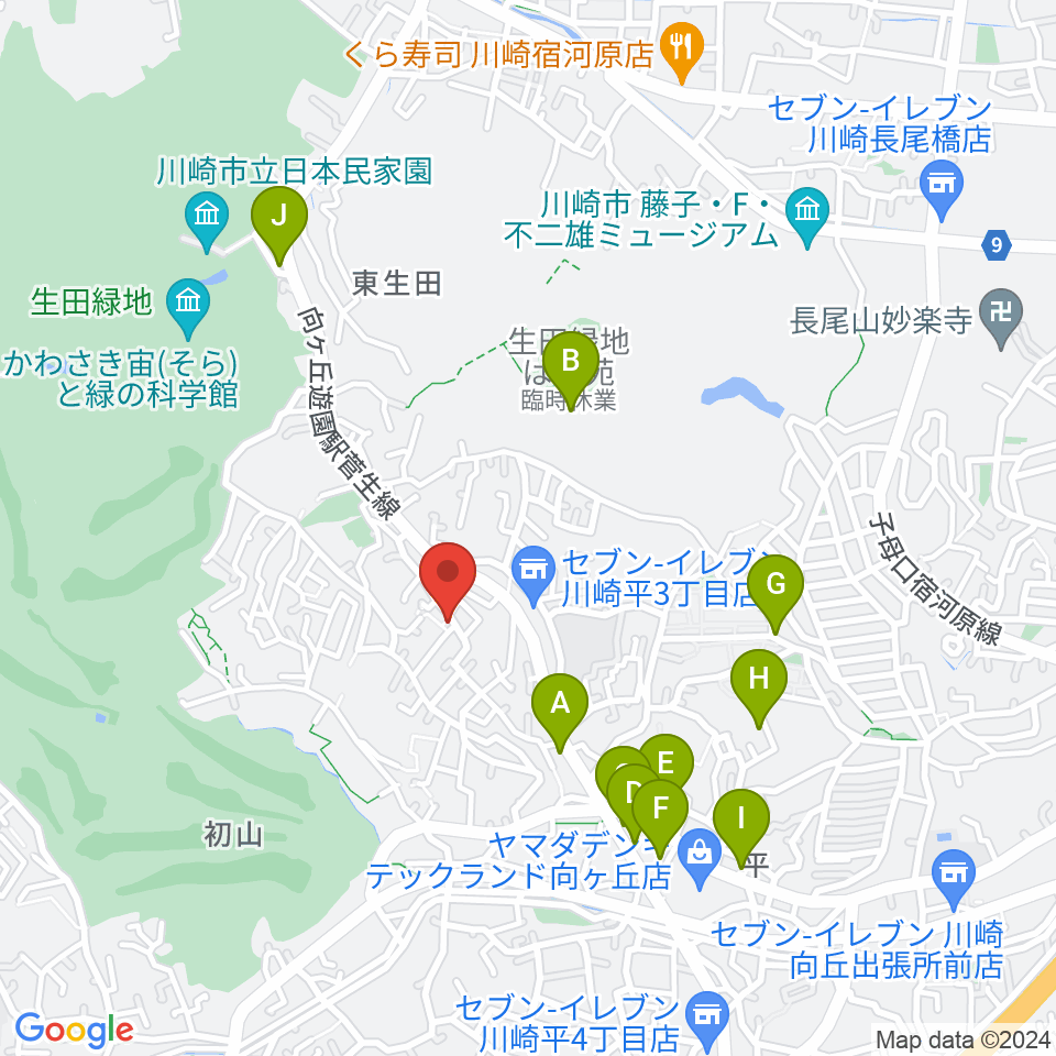 福田弦楽弓製作所周辺の駐車場・コインパーキング一覧地図