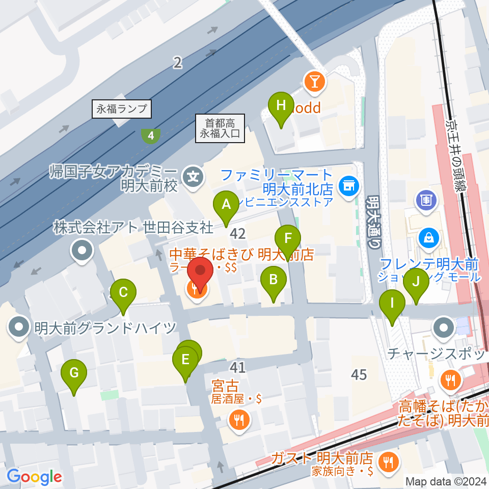 明大前LIVRE周辺の駐車場・コインパーキング一覧地図