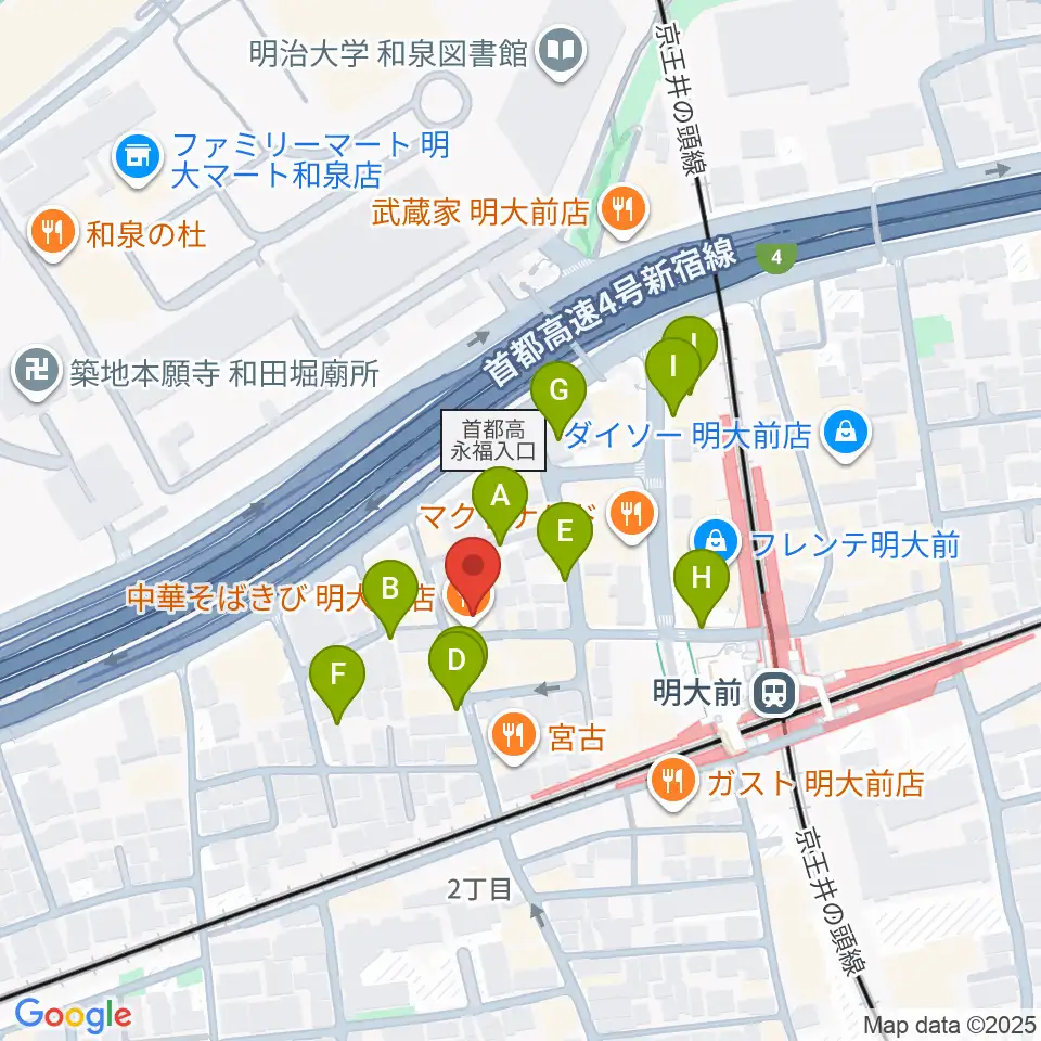 明大前LIVRE周辺の駐車場・コインパーキング一覧地図