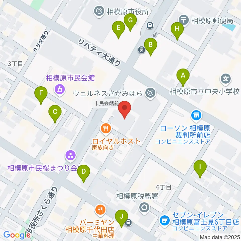 相模原市立あじさい会館周辺の駐車場・コインパーキング一覧地図