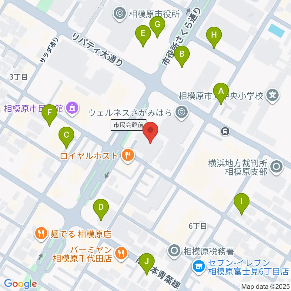 相模原市立あじさい会館周辺の駐車場・コインパーキング一覧地図