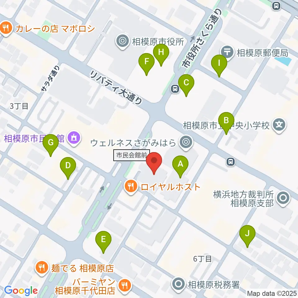 相模原市立あじさい会館周辺の駐車場・コインパーキング一覧地図