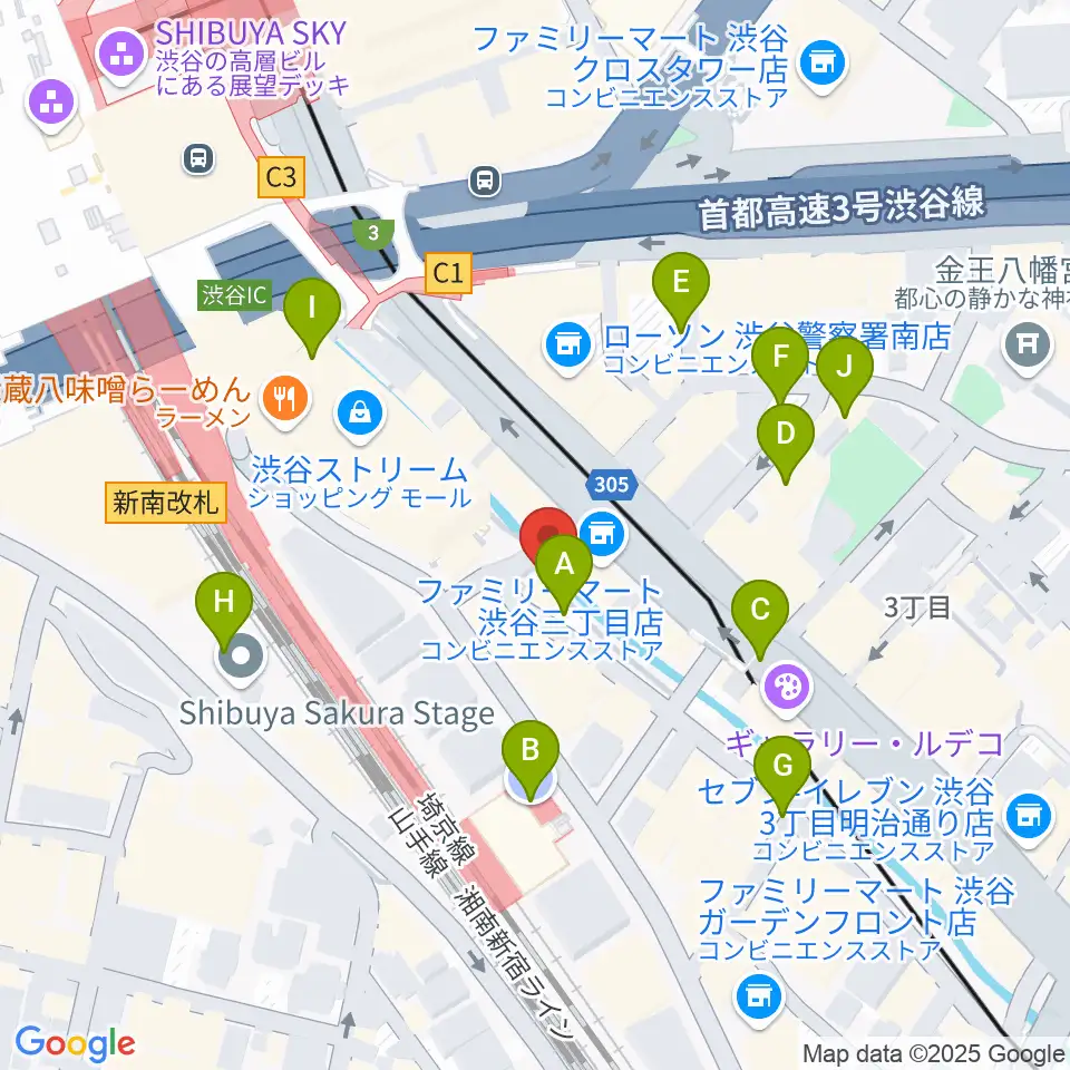 渋谷のラジオ周辺の駐車場・コインパーキング一覧地図