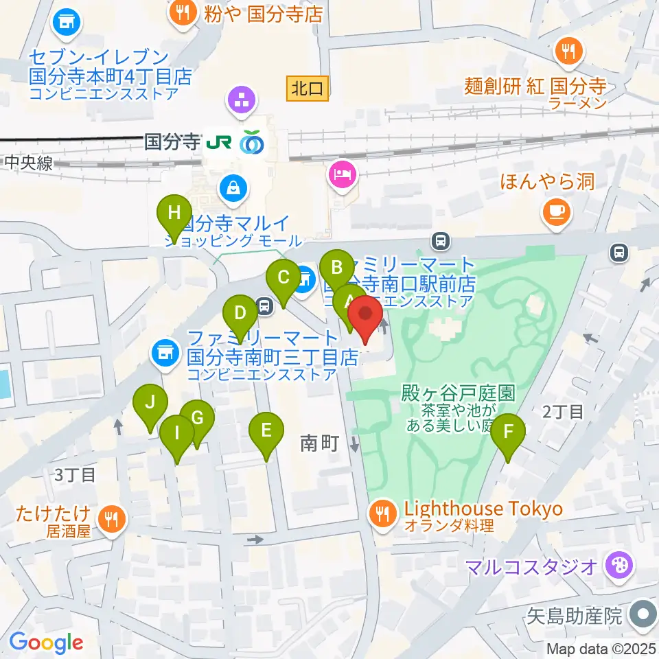 国分寺ラバーソウル周辺の駐車場・コインパーキング一覧地図