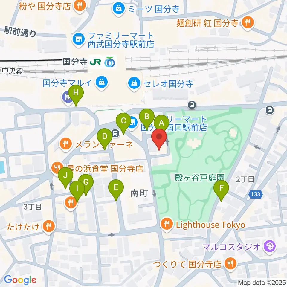 国分寺ラバーソウル周辺の駐車場・コインパーキング一覧地図
