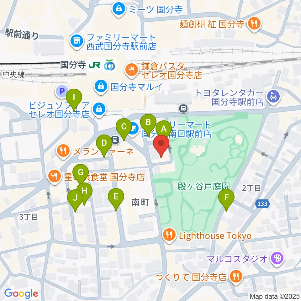 国分寺ラバーソウル周辺の駐車場・コインパーキング一覧地図