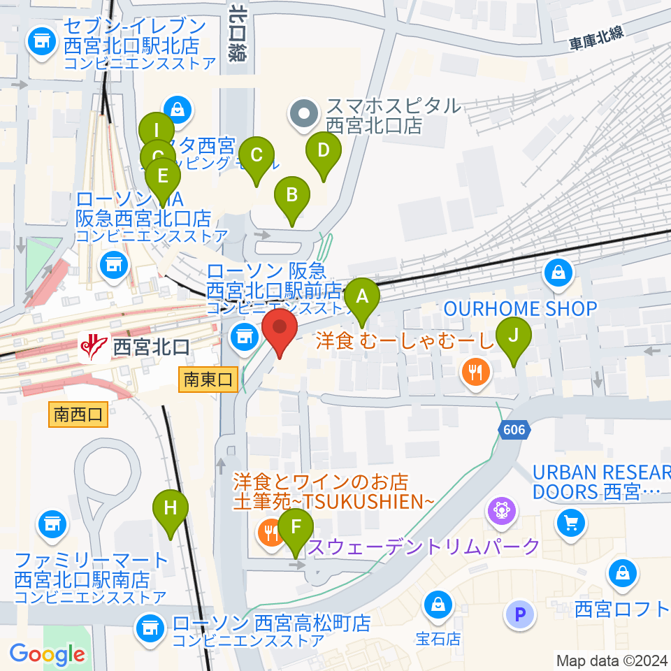 新響楽器 西宮北口オーパス店周辺の駐車場・コインパーキング一覧地図