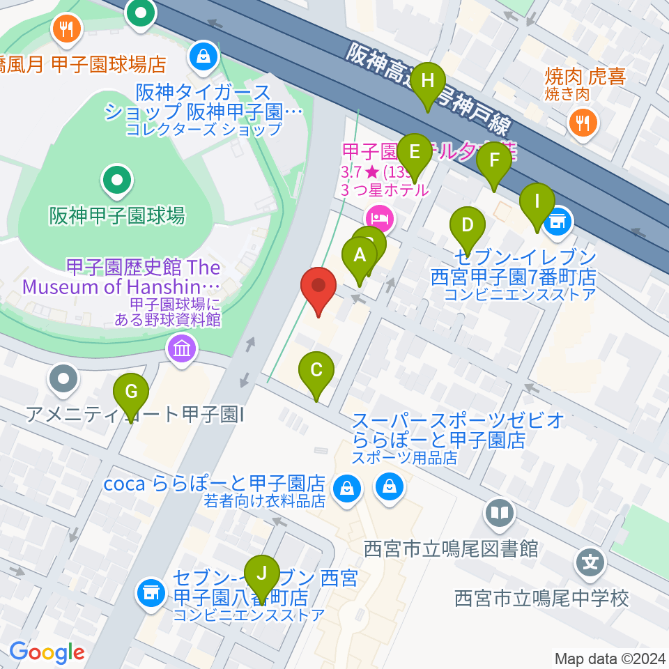 新響楽器 甲子園店周辺の駐車場・コインパーキング一覧地図