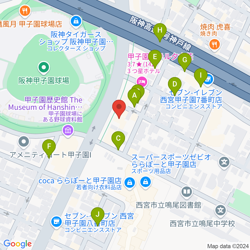 新響楽器 甲子園店周辺の駐車場・コインパーキング一覧地図