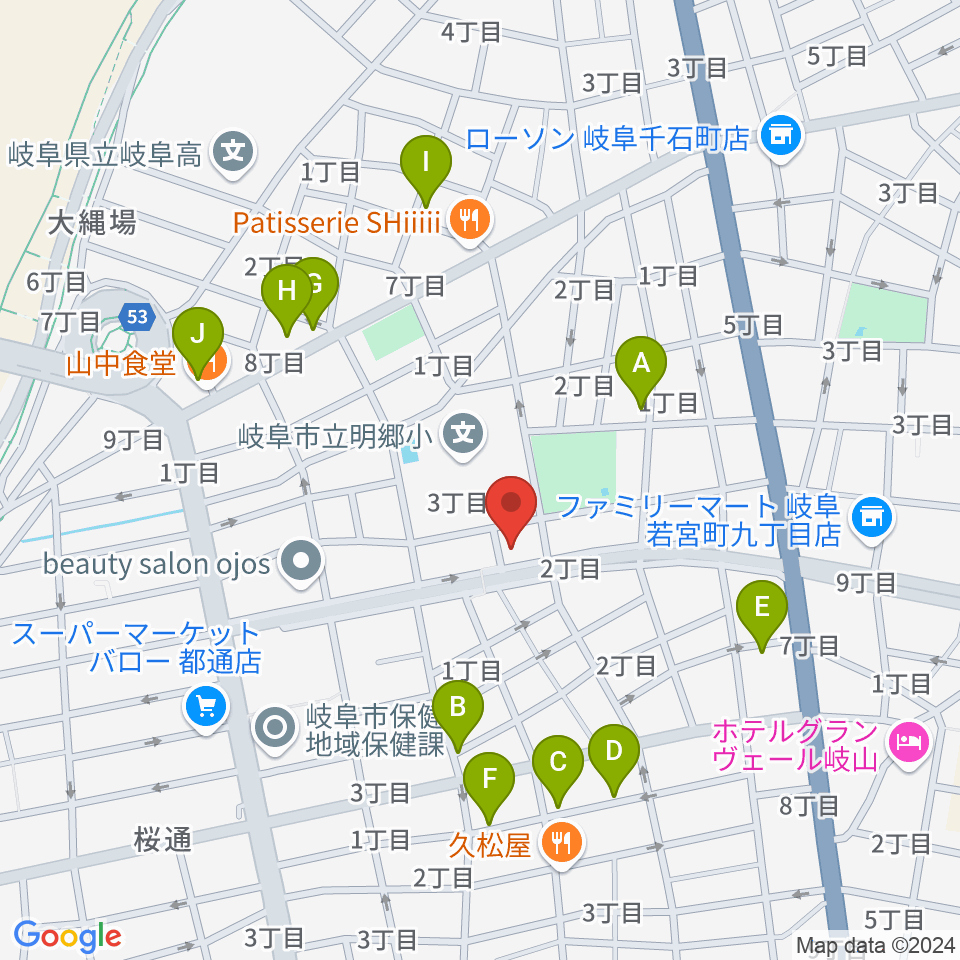 岐阜キングビスケット周辺の駐車場・コインパーキング一覧地図