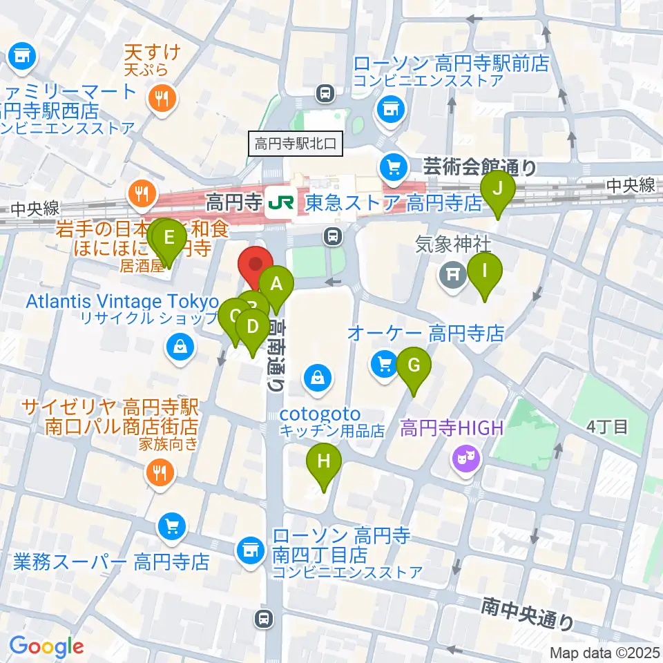 高円寺AG22周辺の駐車場・コインパーキング一覧地図