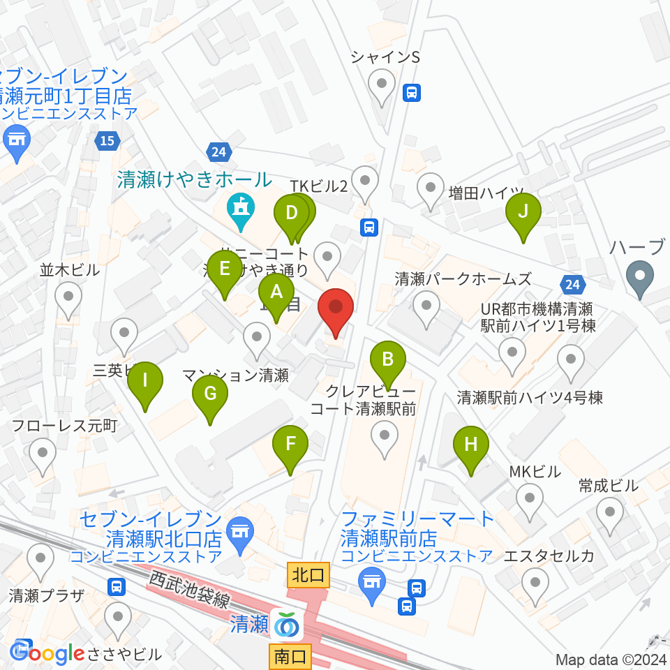 宮地楽器 清瀬センター周辺の駐車場・コインパーキング一覧地図