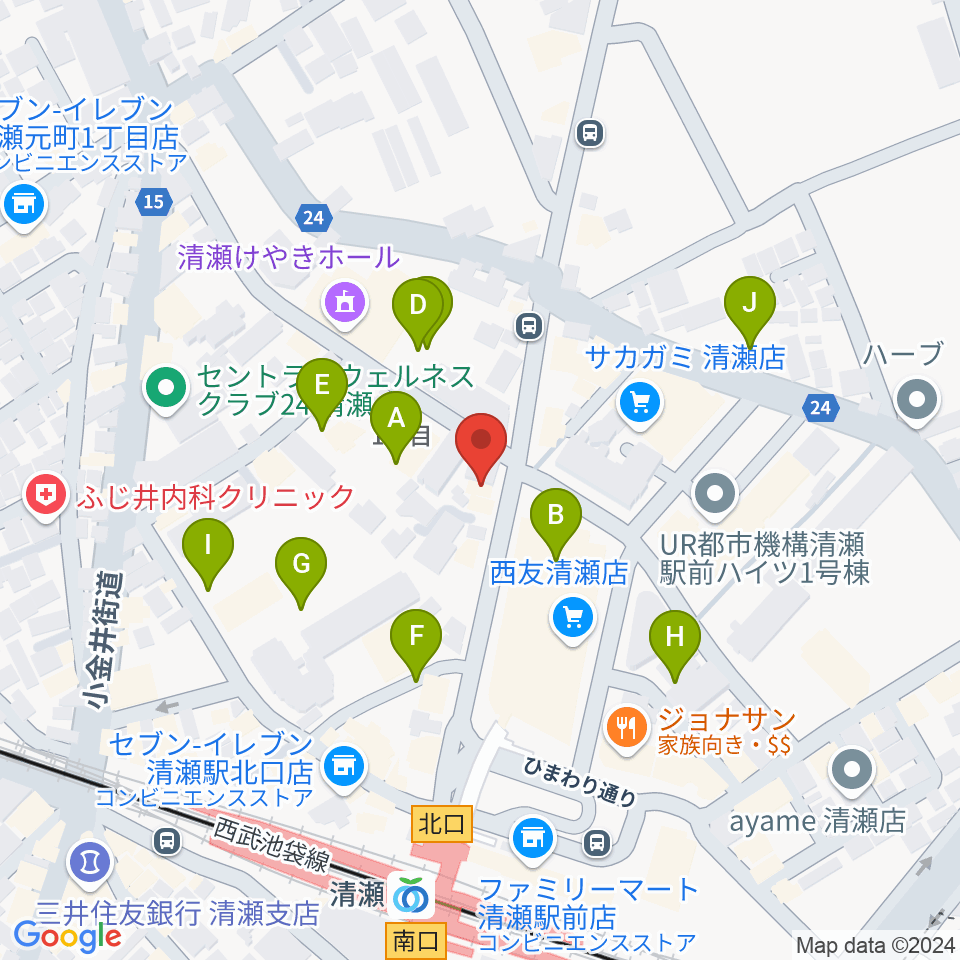 宮地楽器 清瀬センター周辺の駐車場・コインパーキング一覧地図