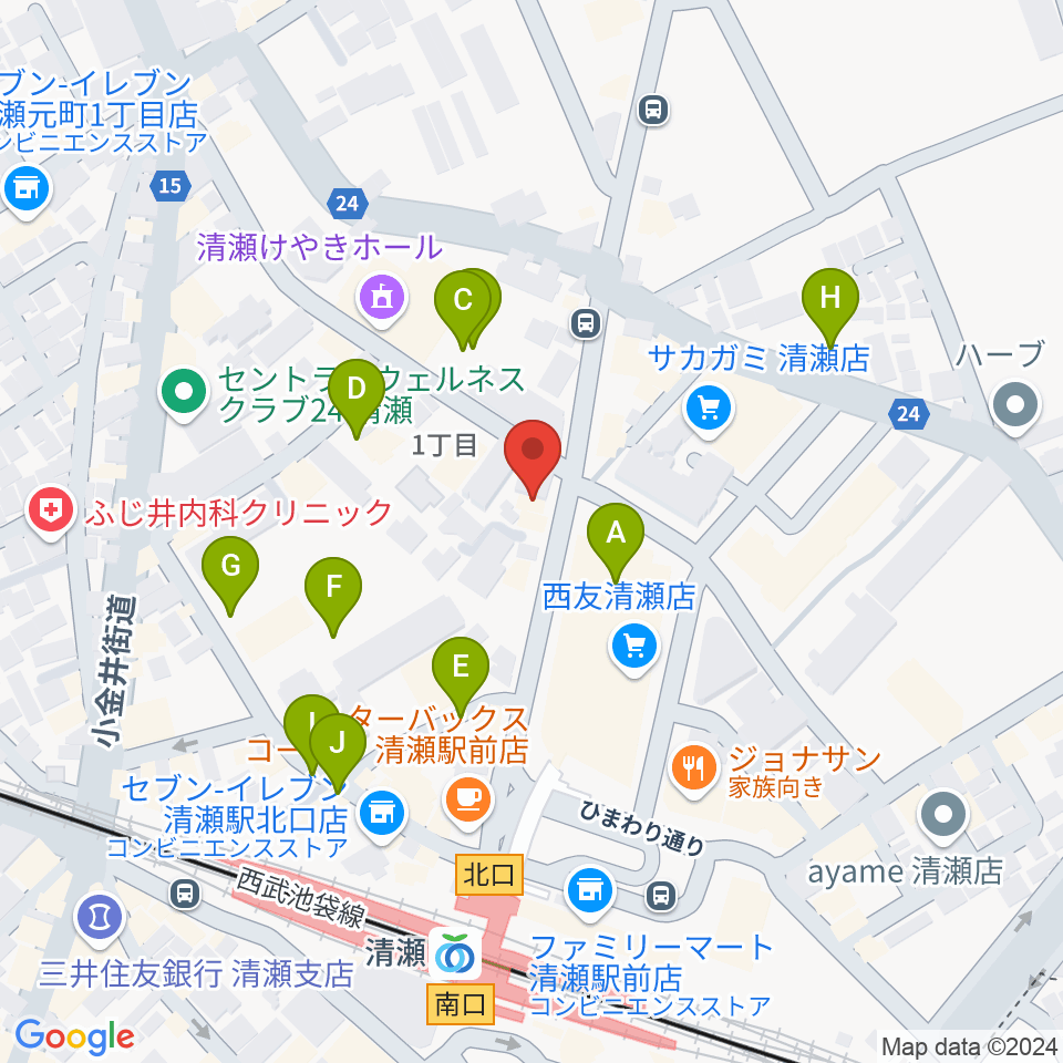 宮地楽器 清瀬センター周辺の駐車場・コインパーキング一覧地図