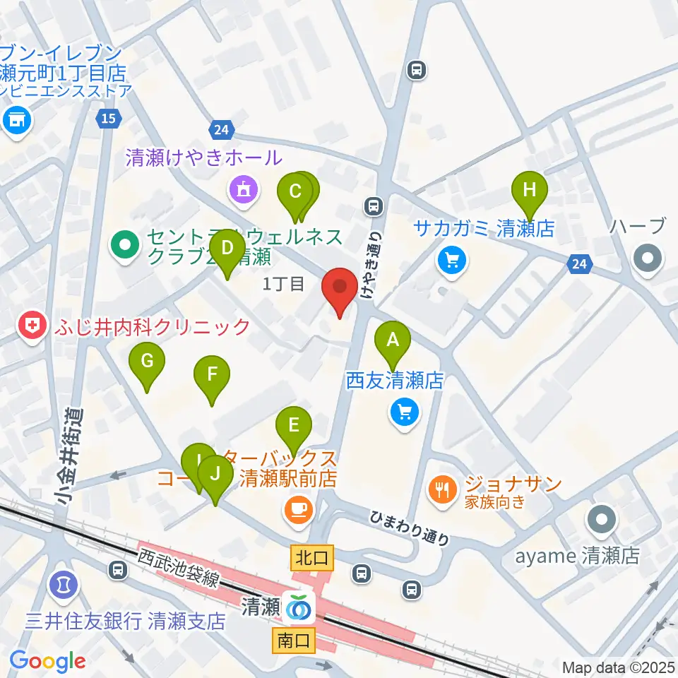 宮地楽器 清瀬センター周辺の駐車場・コインパーキング一覧地図