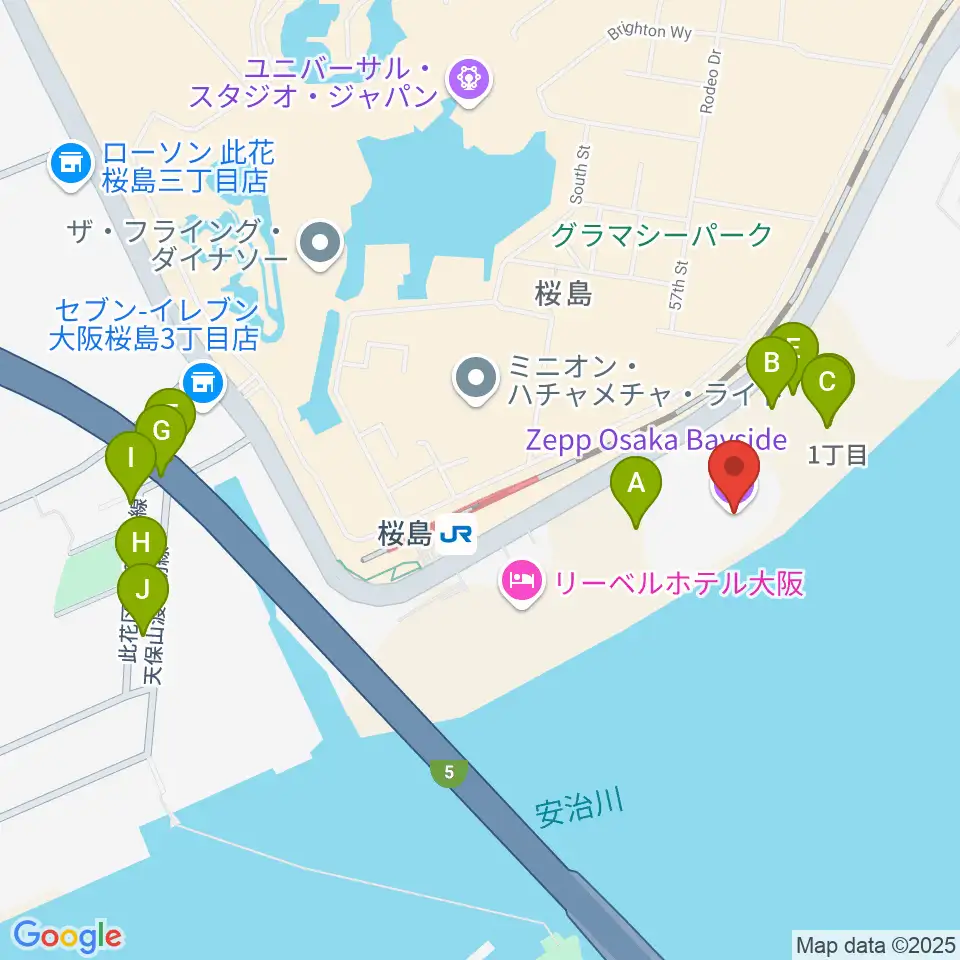 Zepp大阪ベイサイド周辺の駐車場・コインパーキング一覧地図