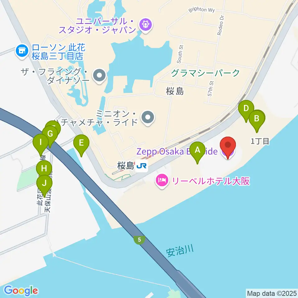 Zepp大阪ベイサイド周辺の駐車場・コインパーキング一覧地図