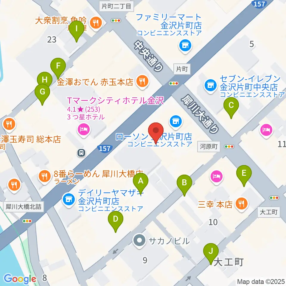 金沢エイトホール周辺の駐車場・コインパーキング一覧地図