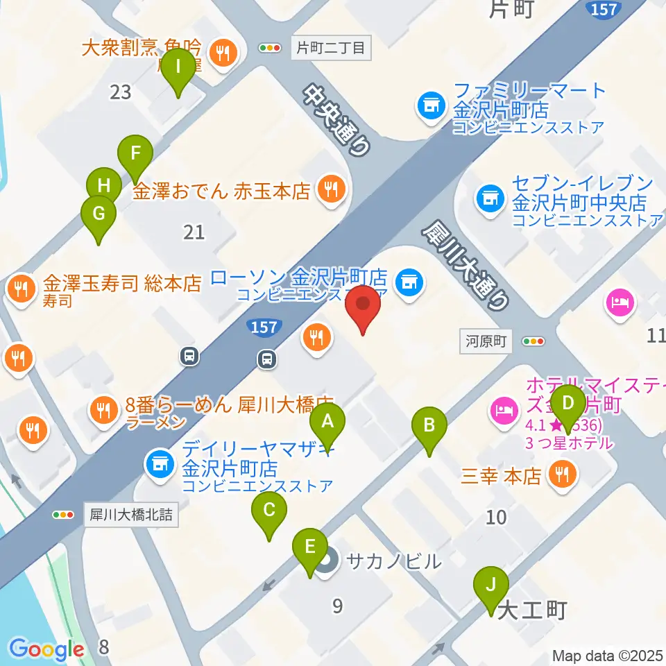 金沢エイトホール周辺の駐車場・コインパーキング一覧地図
