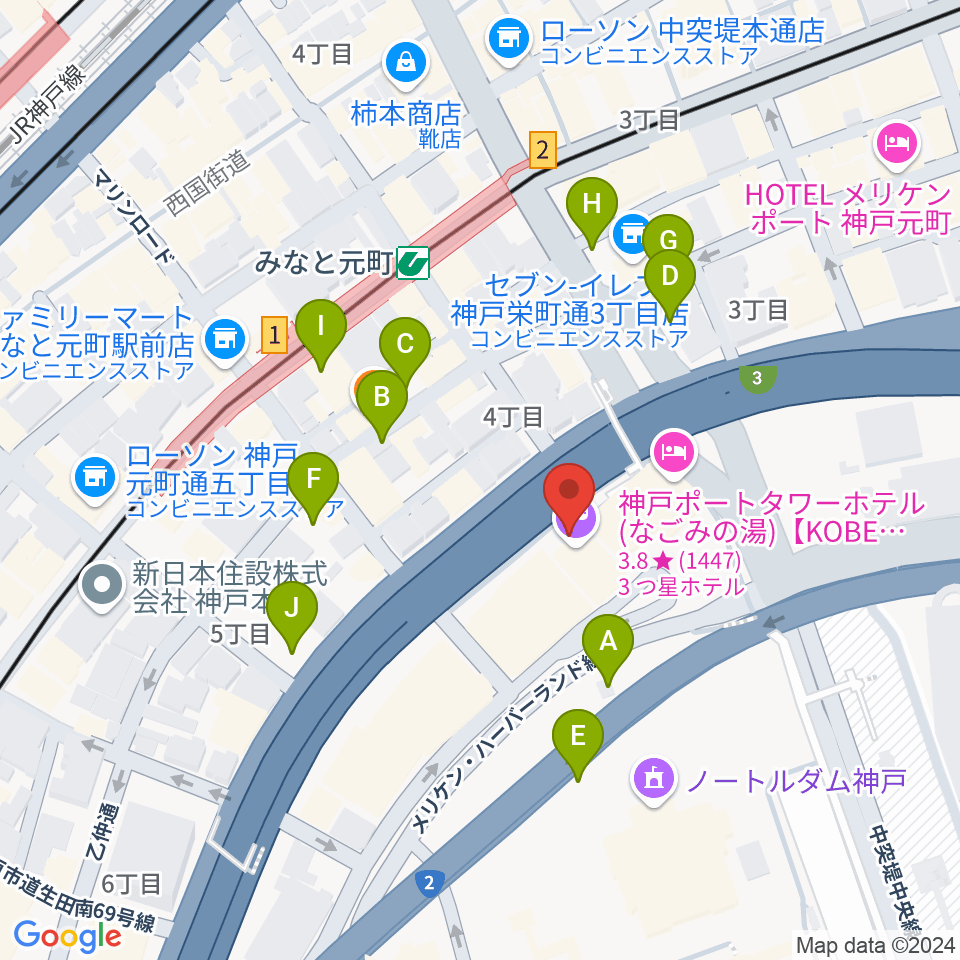 神戸ハーバースタジオ周辺の駐車場・コインパーキング一覧地図