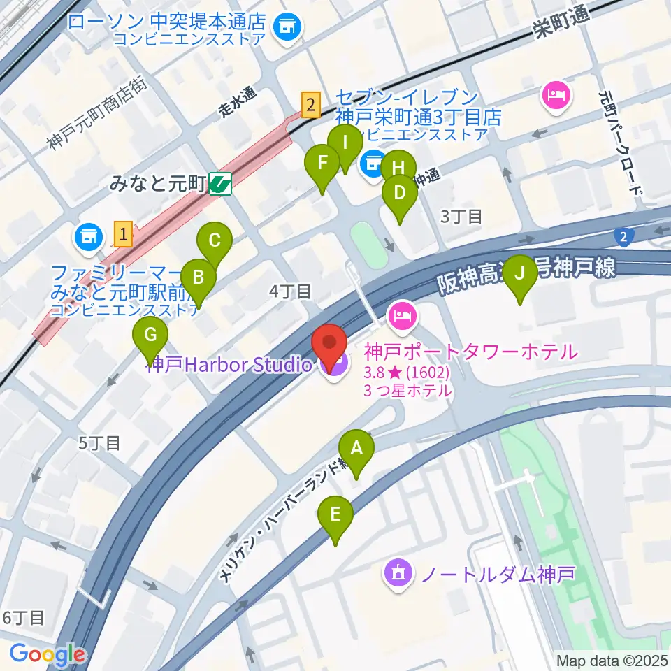 神戸ハーバースタジオ周辺の駐車場・コインパーキング一覧地図