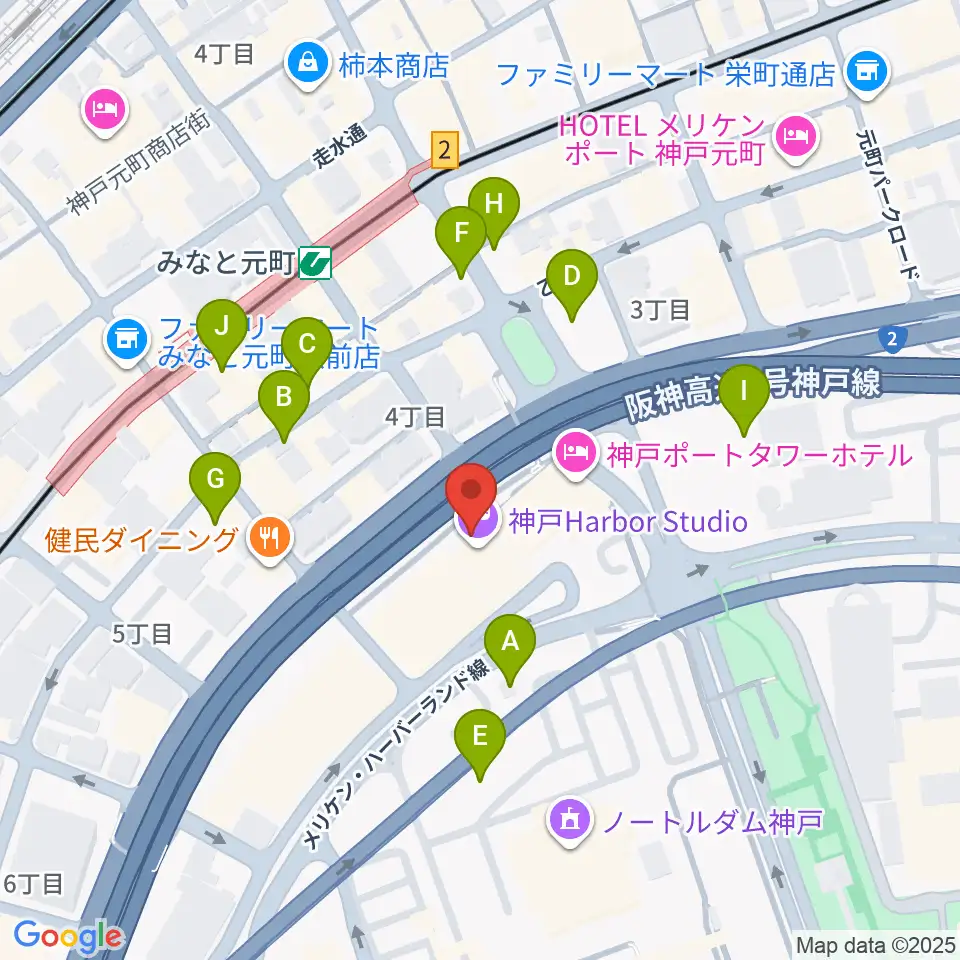 神戸ハーバースタジオ周辺の駐車場・コインパーキング一覧地図