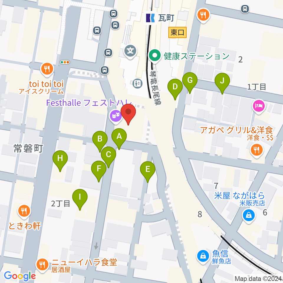 高松フェストハレ周辺の駐車場・コインパーキング一覧地図