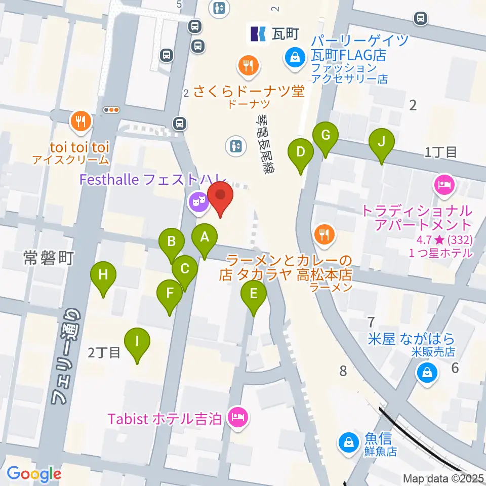 高松フェストハレ周辺の駐車場・コインパーキング一覧地図