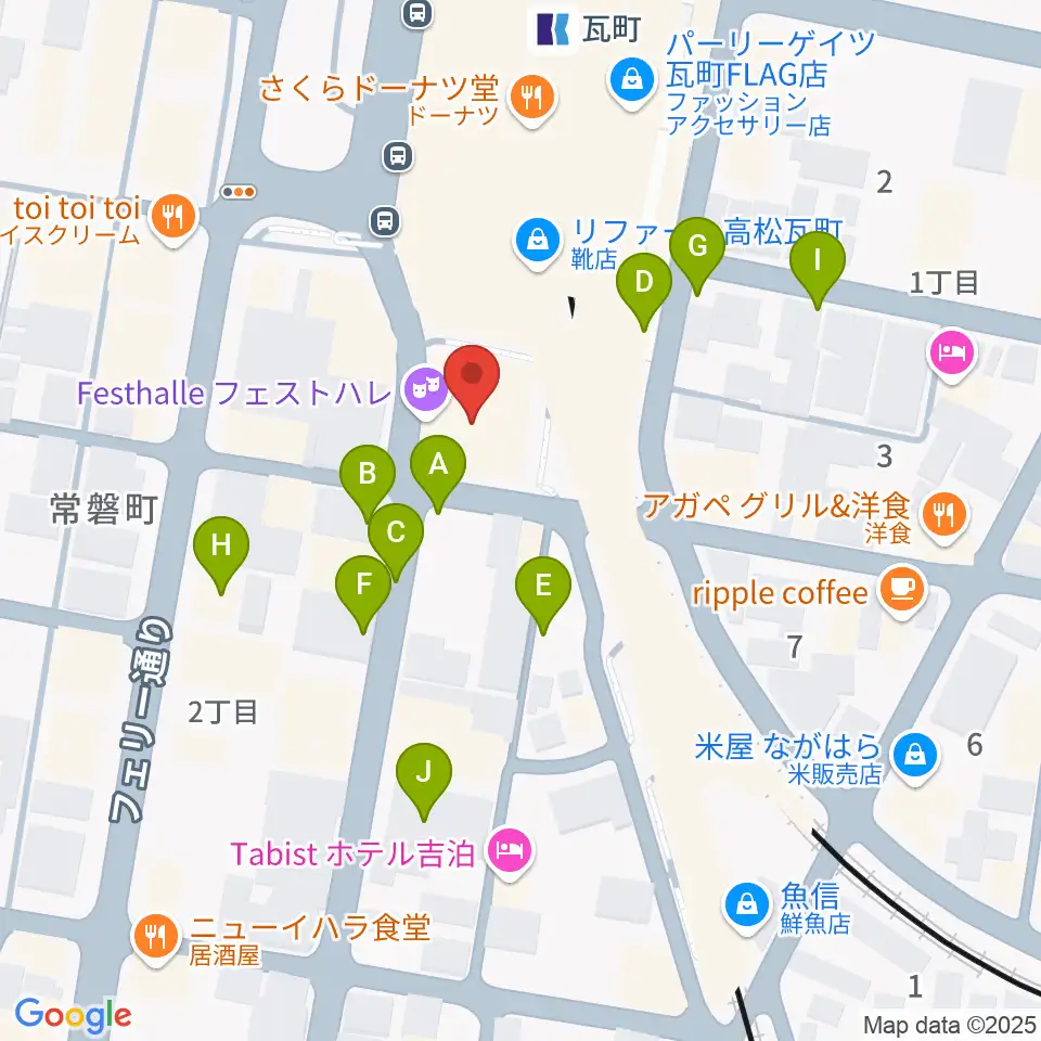 高松フェストハレ周辺の駐車場・コインパーキング一覧地図