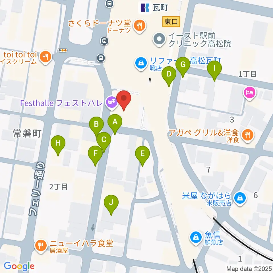 高松フェストハレ周辺の駐車場・コインパーキング一覧地図