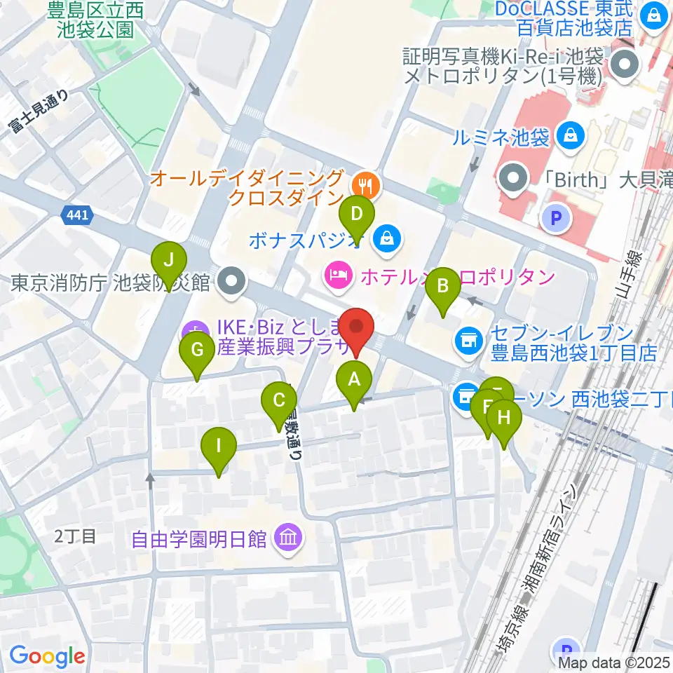 池袋Hoteyes周辺の駐車場・コインパーキング一覧地図