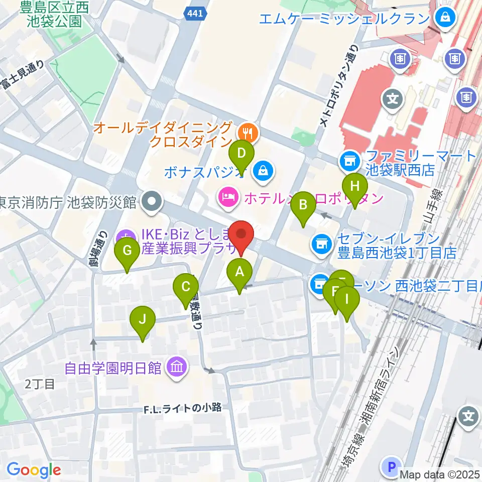 池袋Hoteyes周辺の駐車場・コインパーキング一覧地図