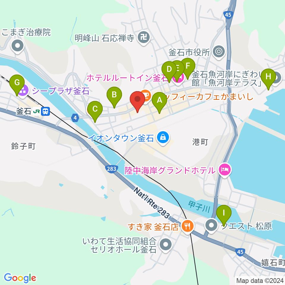 釜石市民ホールTETTO周辺の駐車場・コインパーキング一覧地図