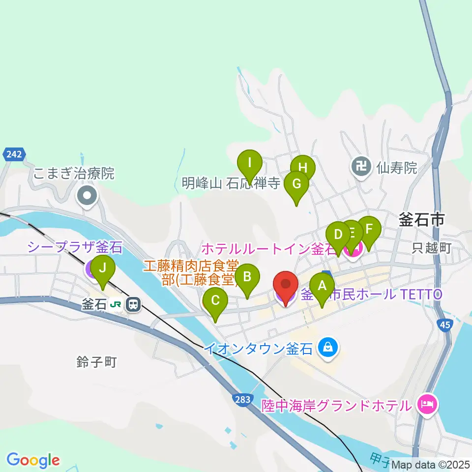 釜石市民ホールTETTO周辺の駐車場・コインパーキング一覧地図