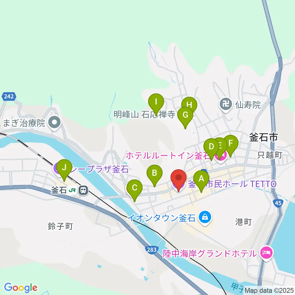 釜石市民ホールTETTO周辺の駐車場・コインパーキング一覧地図